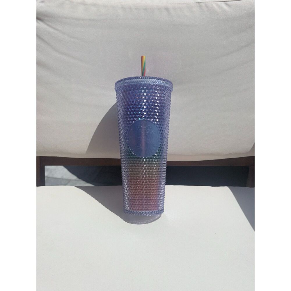 NWT Starbucks Sofie Birkin Purple Rainbow Studded 24 oz Venti Tumbler With Straw